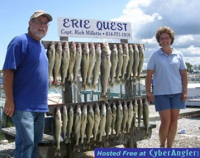 Greg and Brendas display their bounty of Lake Erie walleye