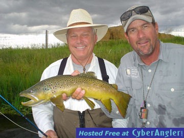Dennis Kinley with a Stone Creek hopper fly caught brown trout