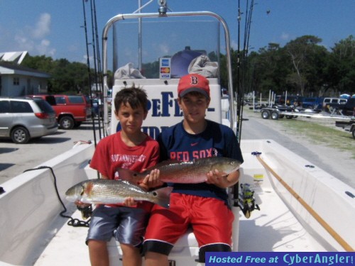 Brothers catching Red Drum