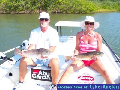 Keith and Pam Caught some nice redfish on Gulp Jerkshads