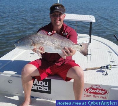 Chad Subasic with a nice redfish he took on Gulp shrimp