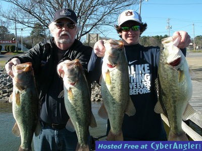 Four big Guntersville bass including one nine pounds!