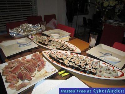 Fresh blackfin sushi and seared tuna feast