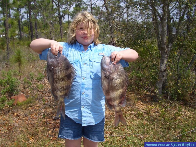 Emily with a couple nice Sheephead.