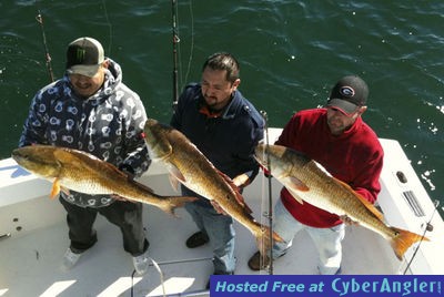 winter fishing for bull redfish with Getaway Charters