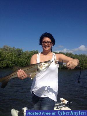 Tammy showing the guys how its done with her first ever snook