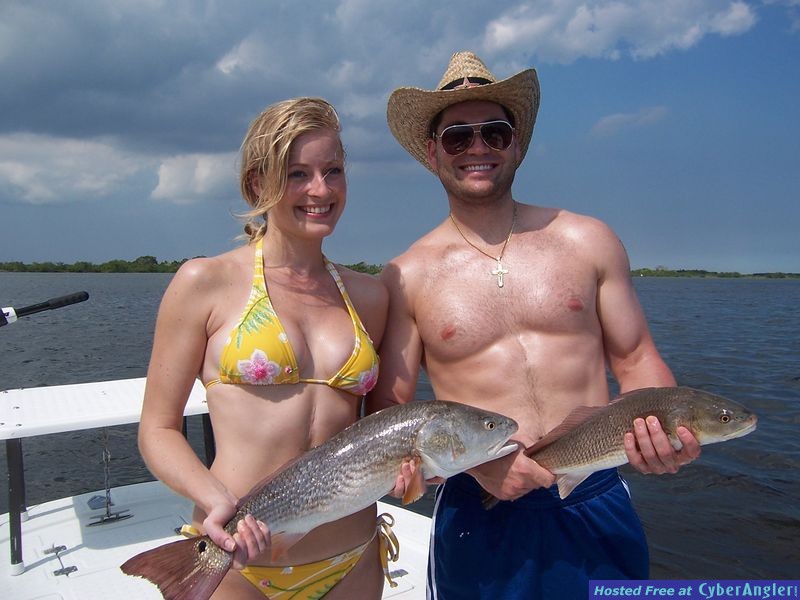 Terra and Luke with a few redfish