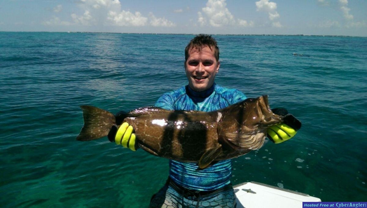 First black grouper spearfishing for Jessie