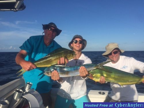 Mike Sr, Darren , and Mike Jr. get into a flurry of dolphin