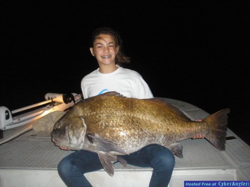 Heather Harkavy cradles her pending Jr. World Record Black drum