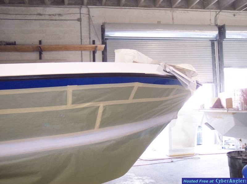 Bow view of rubrail installed